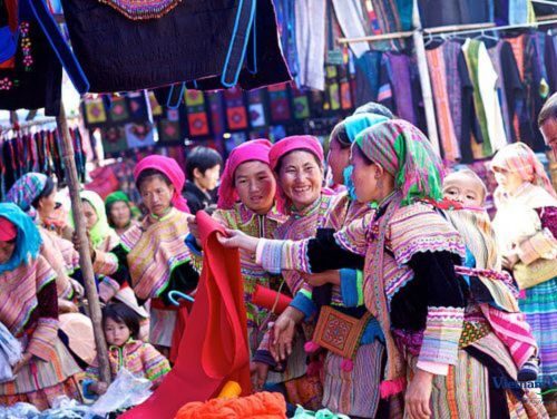 Bac Ha Sunday Market, is a vibrant and colorful.