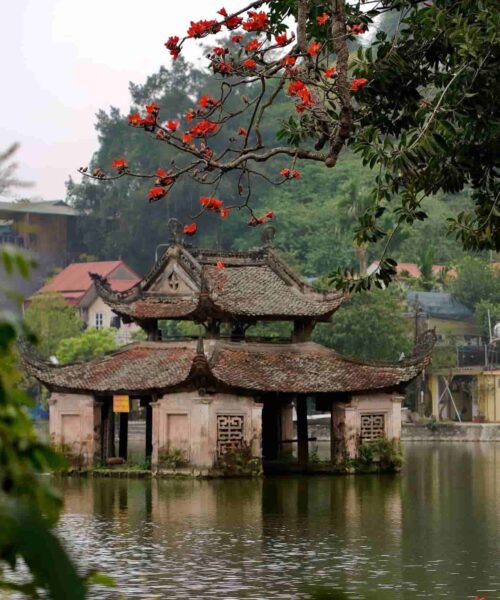 Thay Pagoda, nestled amidst the scenic landscapes of Hanoi's outskirts, captivates visitors with its ancient charm.