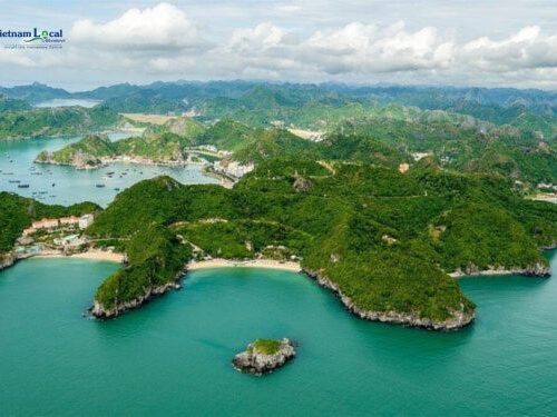 Cat Ba, the largest island in Halong Bay, Vietnam, mesmerizes with its emerald waters.