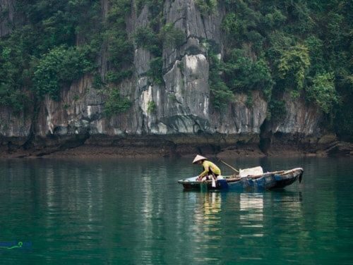 Viet Hai Village, nestled on Cat Ba Island in Halong Bay, Vietnam.