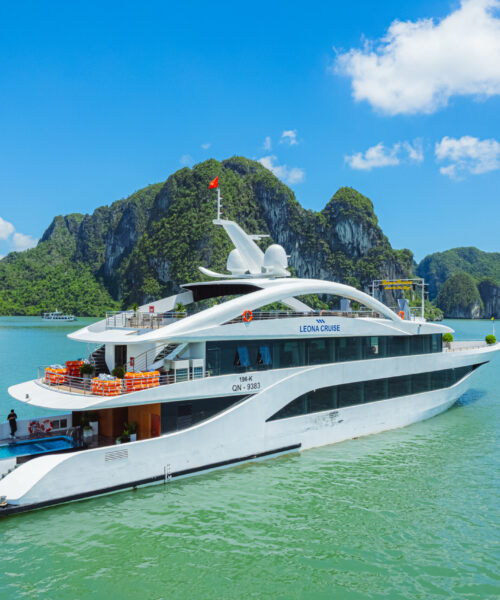 Leona Cruise Halong Bay Day Tour: Explore Sung Sot Cave, Titov Island & Sunset Party